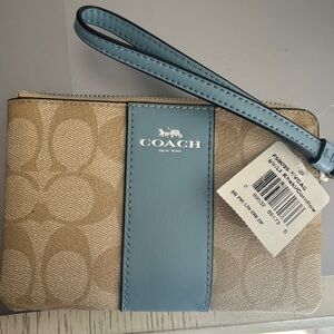 Coach Khaki and Cornflower Wristlet